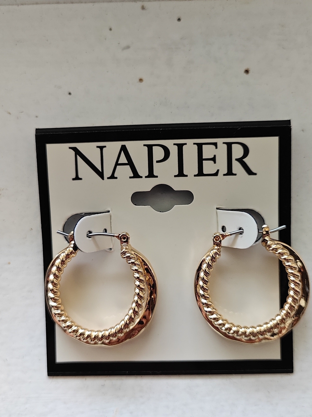 Napier Shiny Gold Braided Hoop Earrings